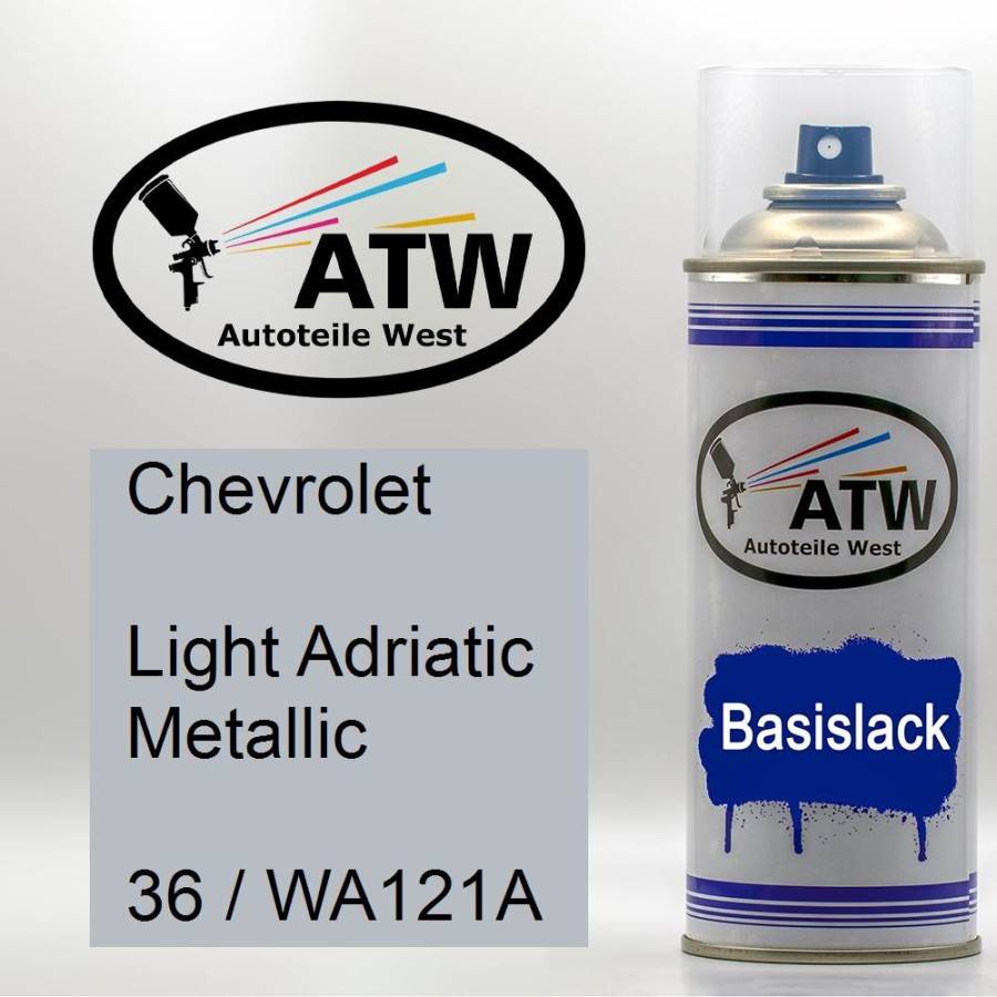 Chevrolet, Light Adriatic Metallic, 36 / WA121A: 400ml Sprühdose, von ATW Autoteile West.